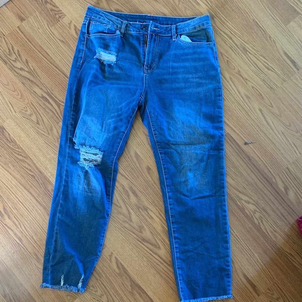 Women's Distressed Blue Jeans